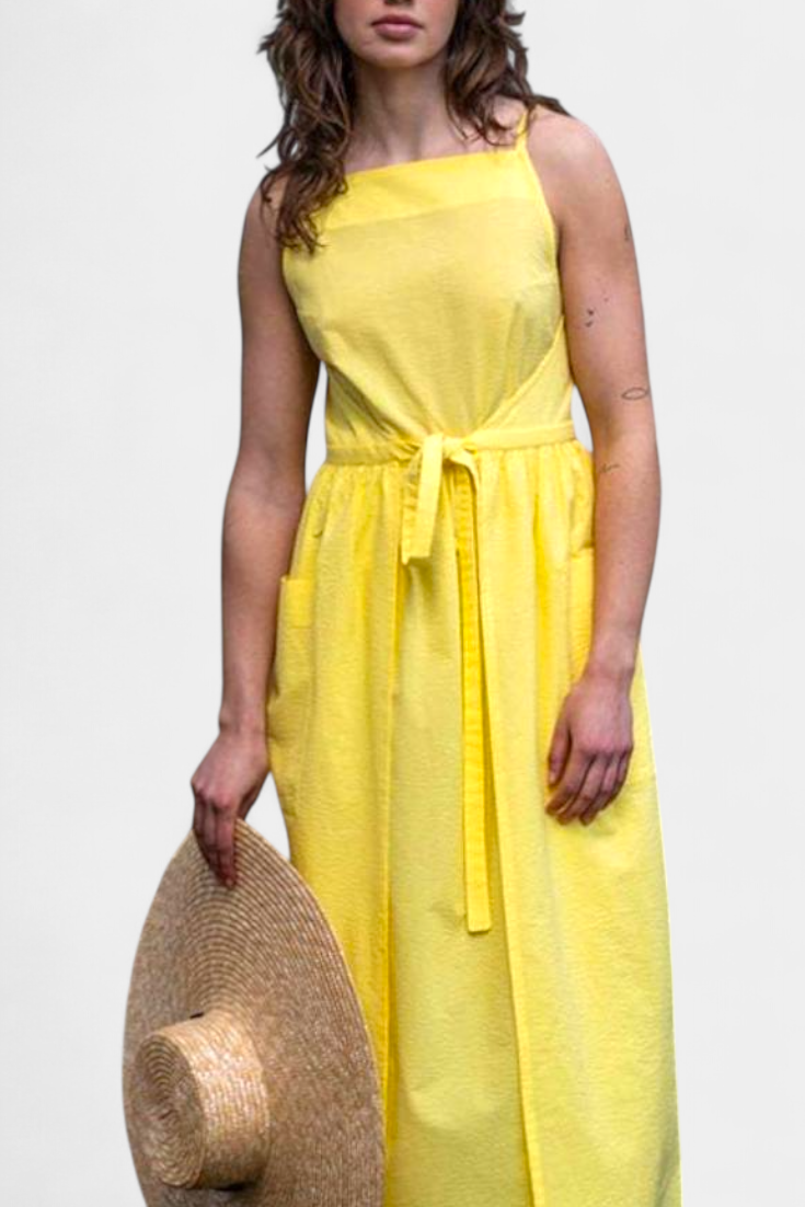 Long Strapless Dezi Dress with Adjustable Side Ties
