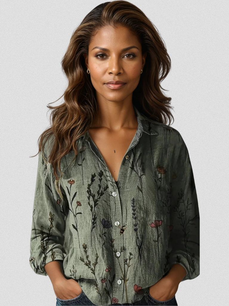 BLOUSE LONGUE À MANCHES LONGUES SARAH RÉTRO