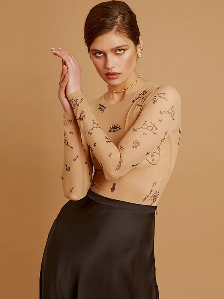 JANELLA™ – Body en Maille Imprimée Moderne