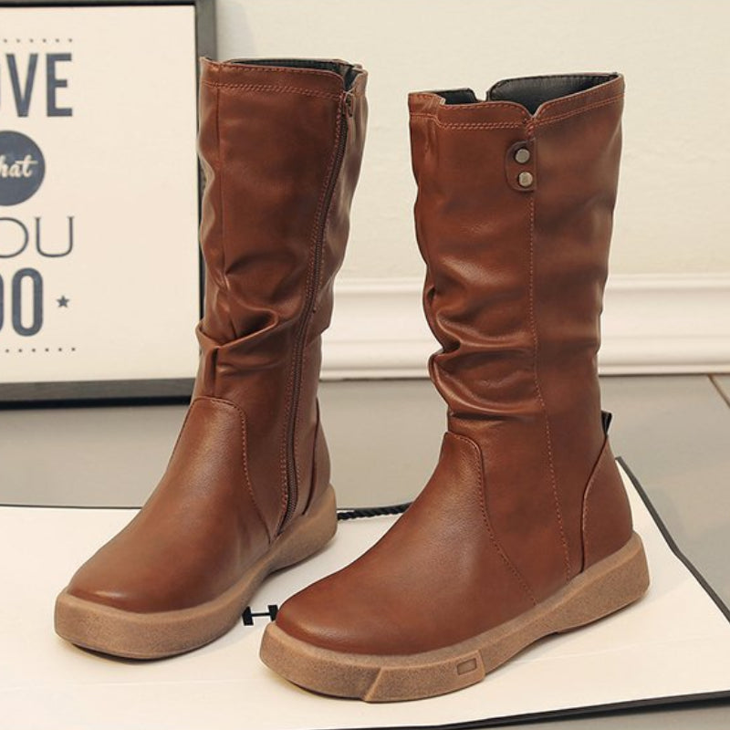 Bottes en Cuir Végan Imperméables avec Fermeture Éclair