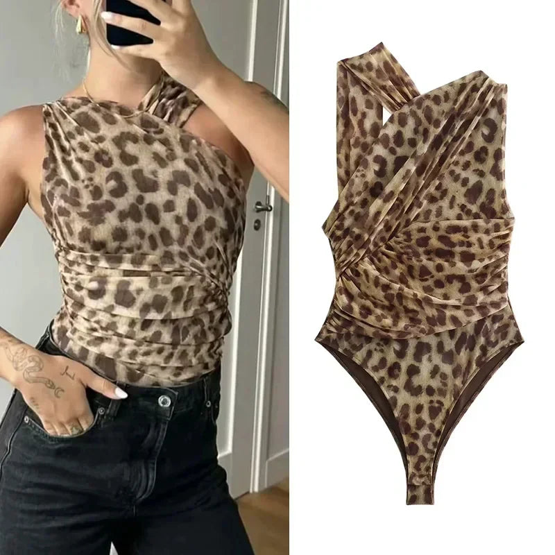 LYNE™ – Body en Maille Imprimé Léopard Audacieux