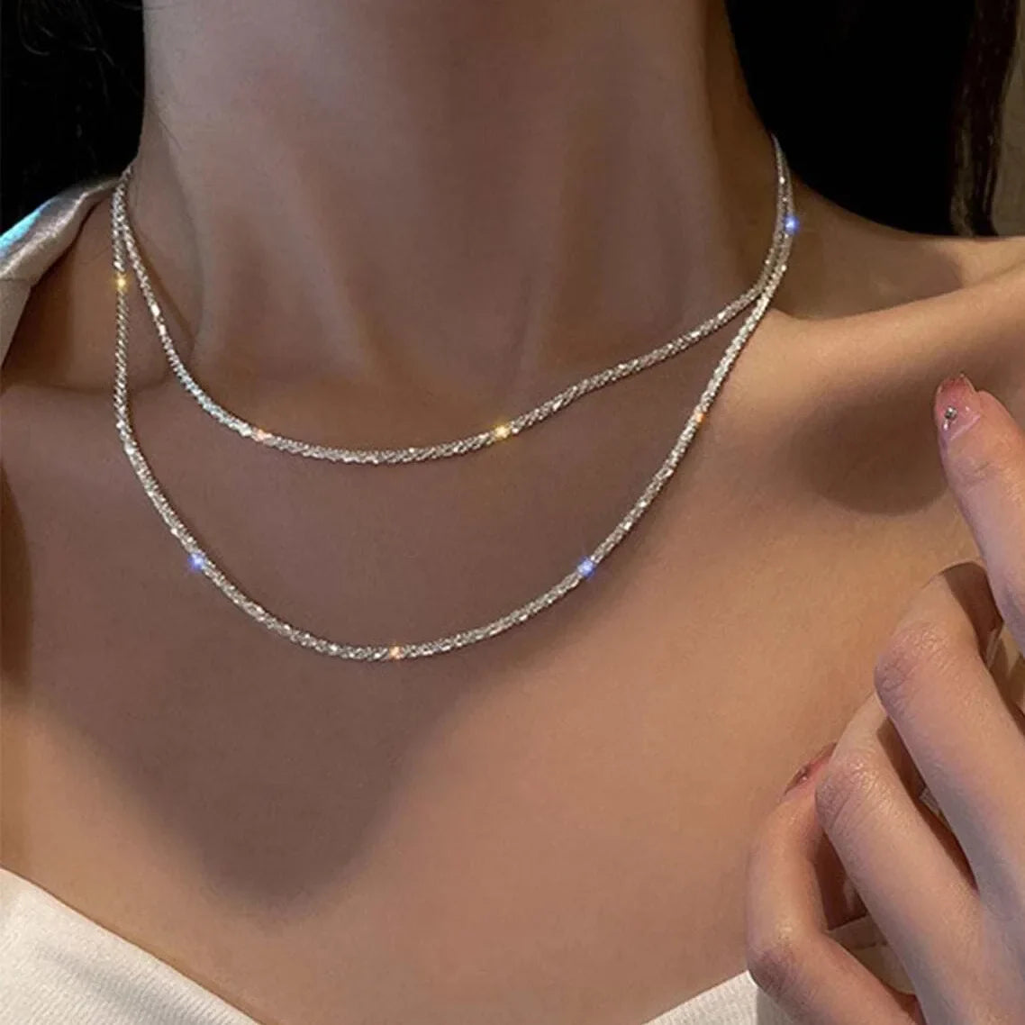 Collier en Cristal à Double Couche