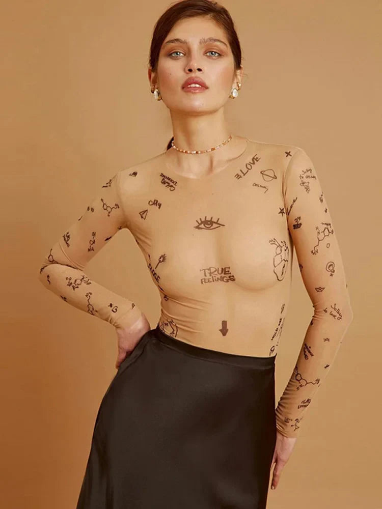 JANELLA™ – Body en Maille Imprimée Moderne