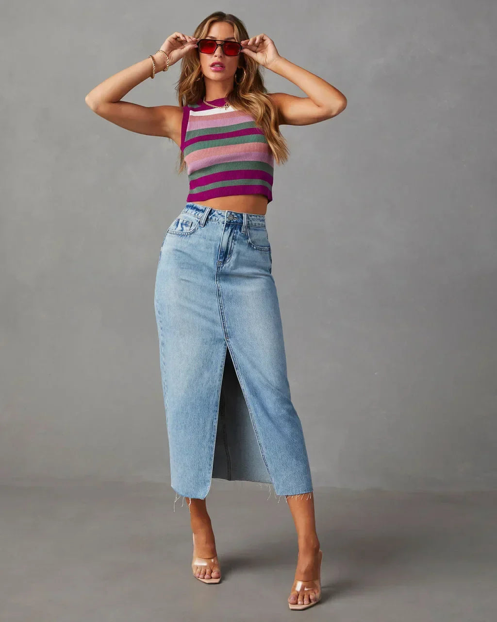 DENISE™ – Jupe en Jean Taille Haute Classique
