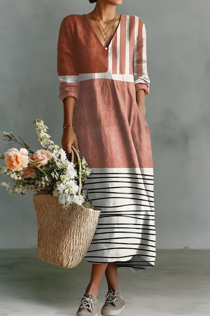 Ivy | Robe en Lin à Manches Longues et Col V
