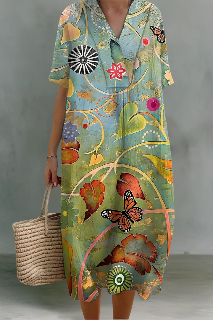 Juliet | Robe Midi en Lin à Col V