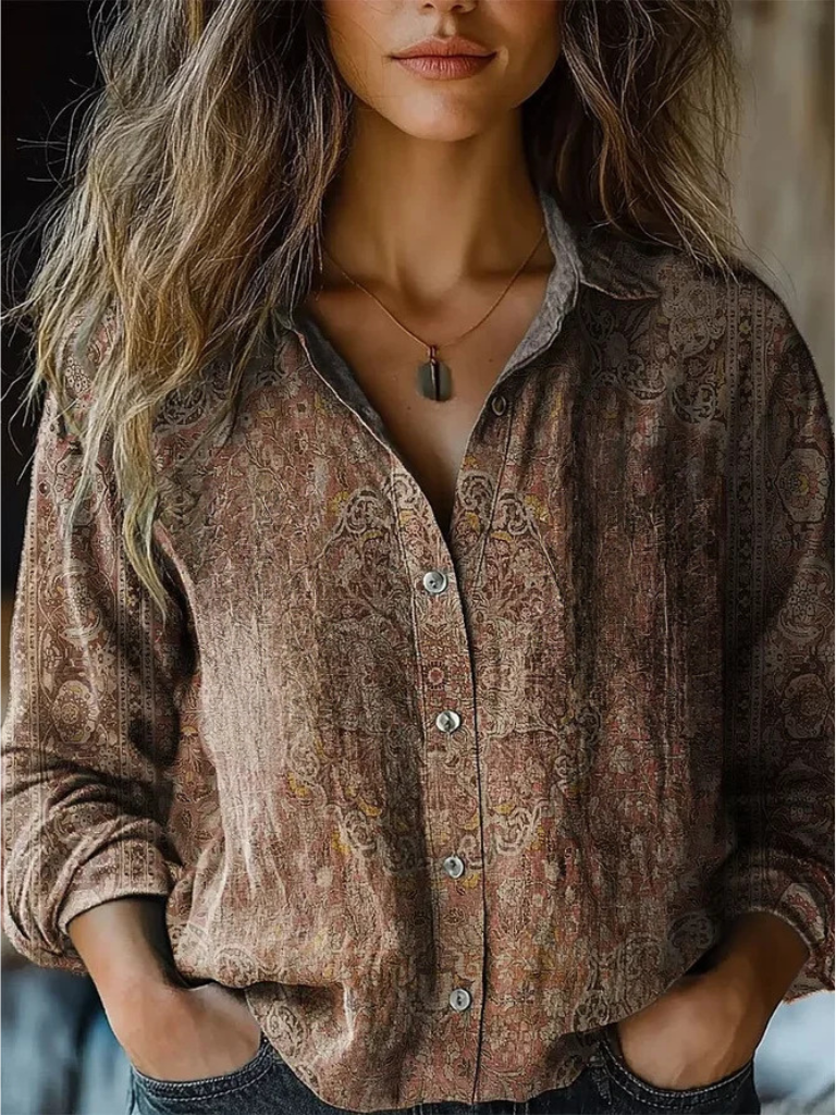 BLOUSE LONGUE À MANCHES LONGUES SARAH RÉTRO