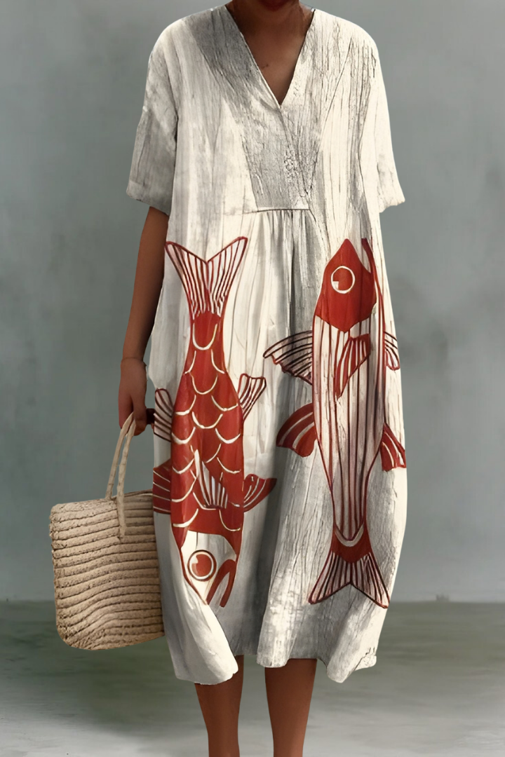 Elizabeth | Robe Midi en Lin à Col V
