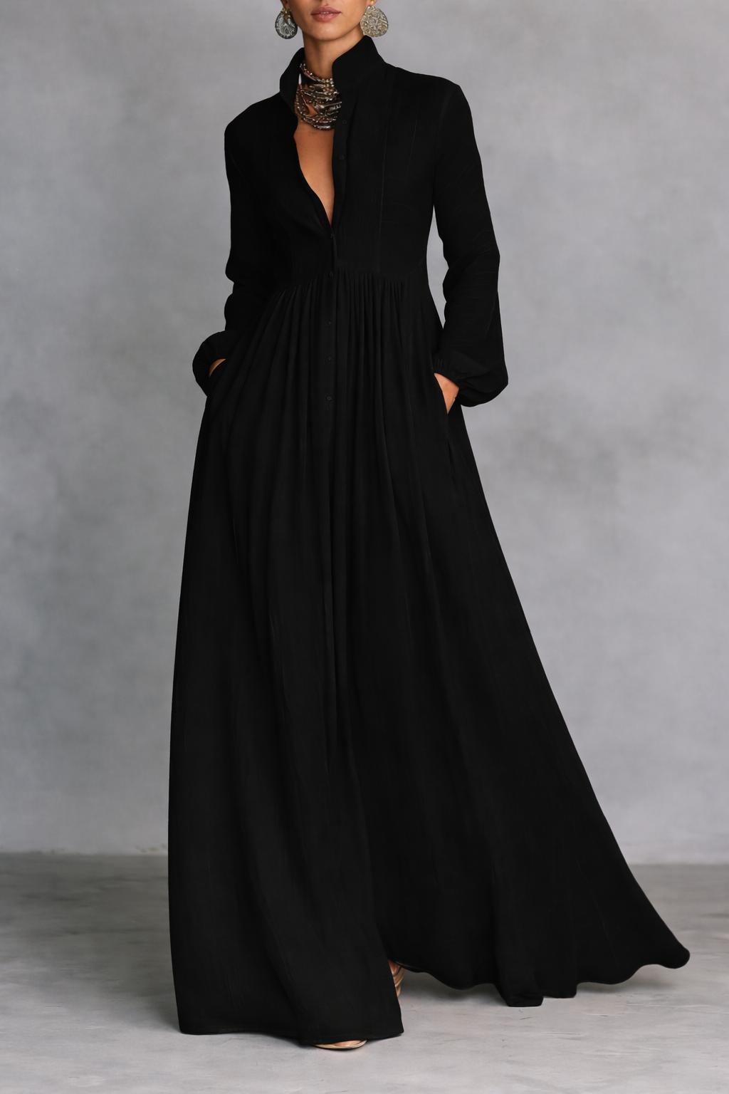 Serena™ | Flowy Maxi Dress with Front Buttons