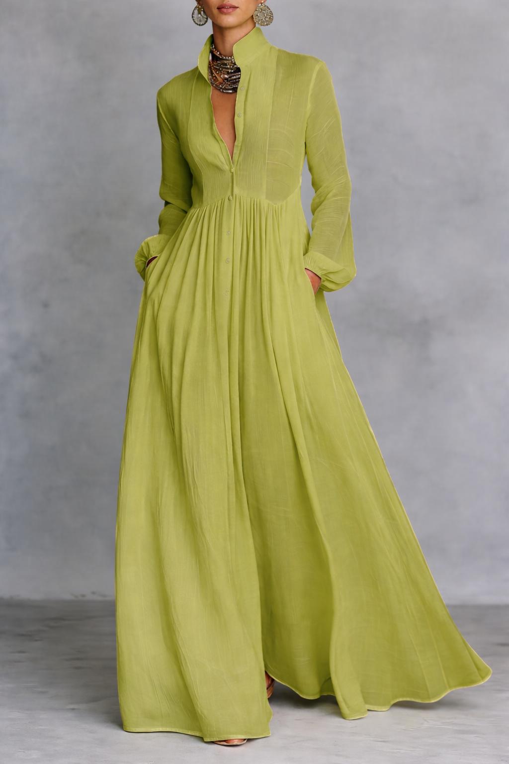 Serena™ | Flowy Maxi Dress with Front Buttons