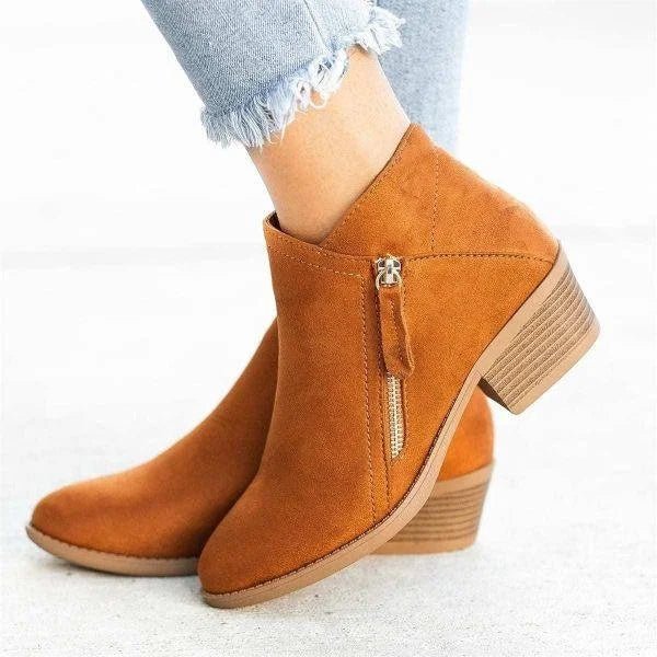 Bottines Femme – Design à Glissière Latérale avec Talon Bas