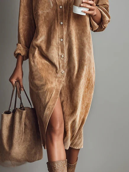 Elise | Robe en Velours Côtelé Doux