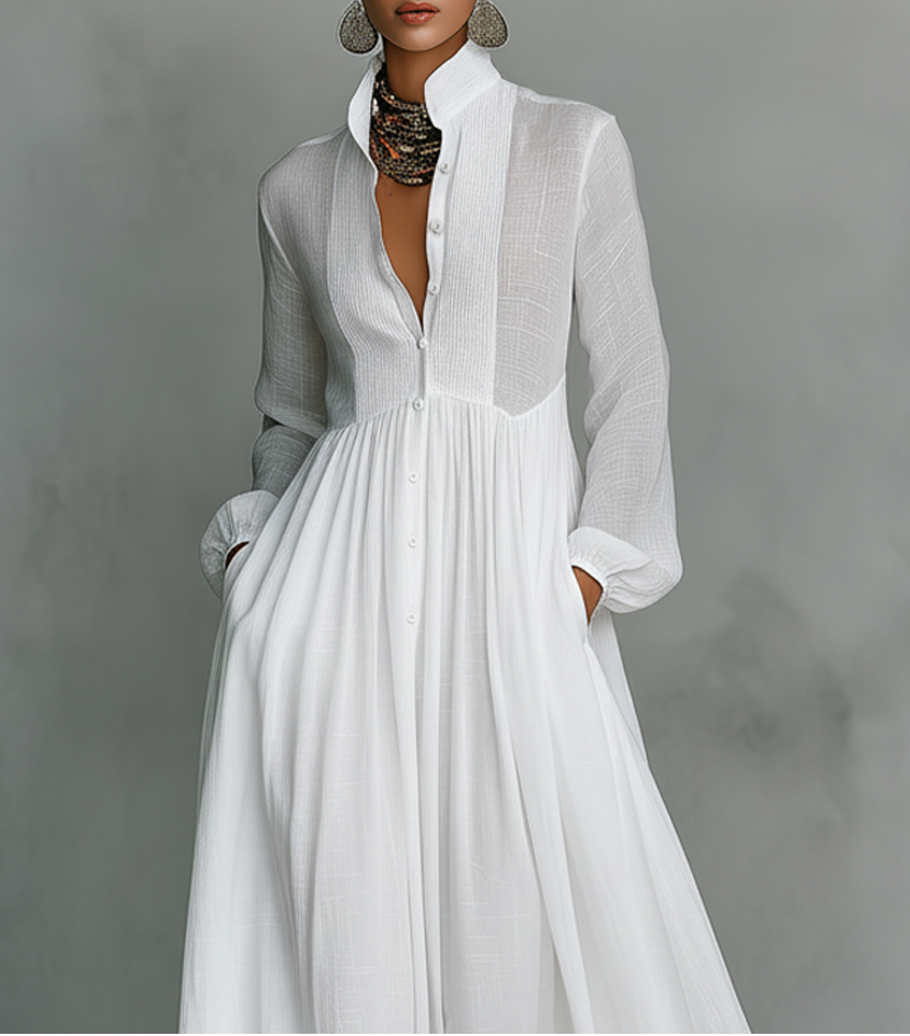 Serena™ | Flowy Maxi Dress with Front Buttons