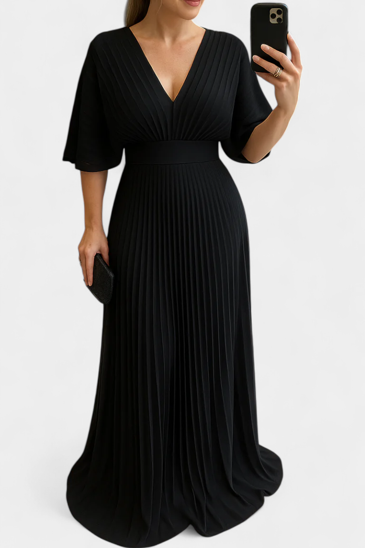 Pleated Dress Odele with Open Back