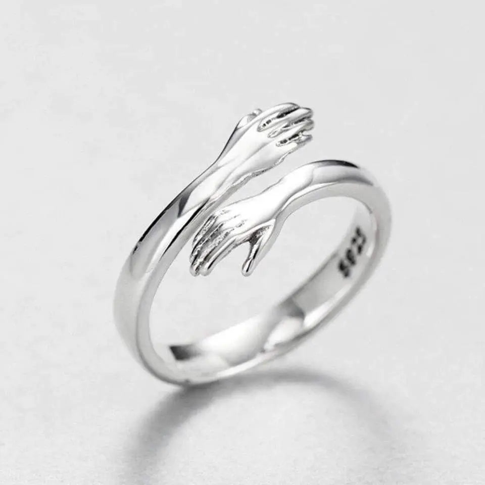 Silberner verstellbarer Hug Ring