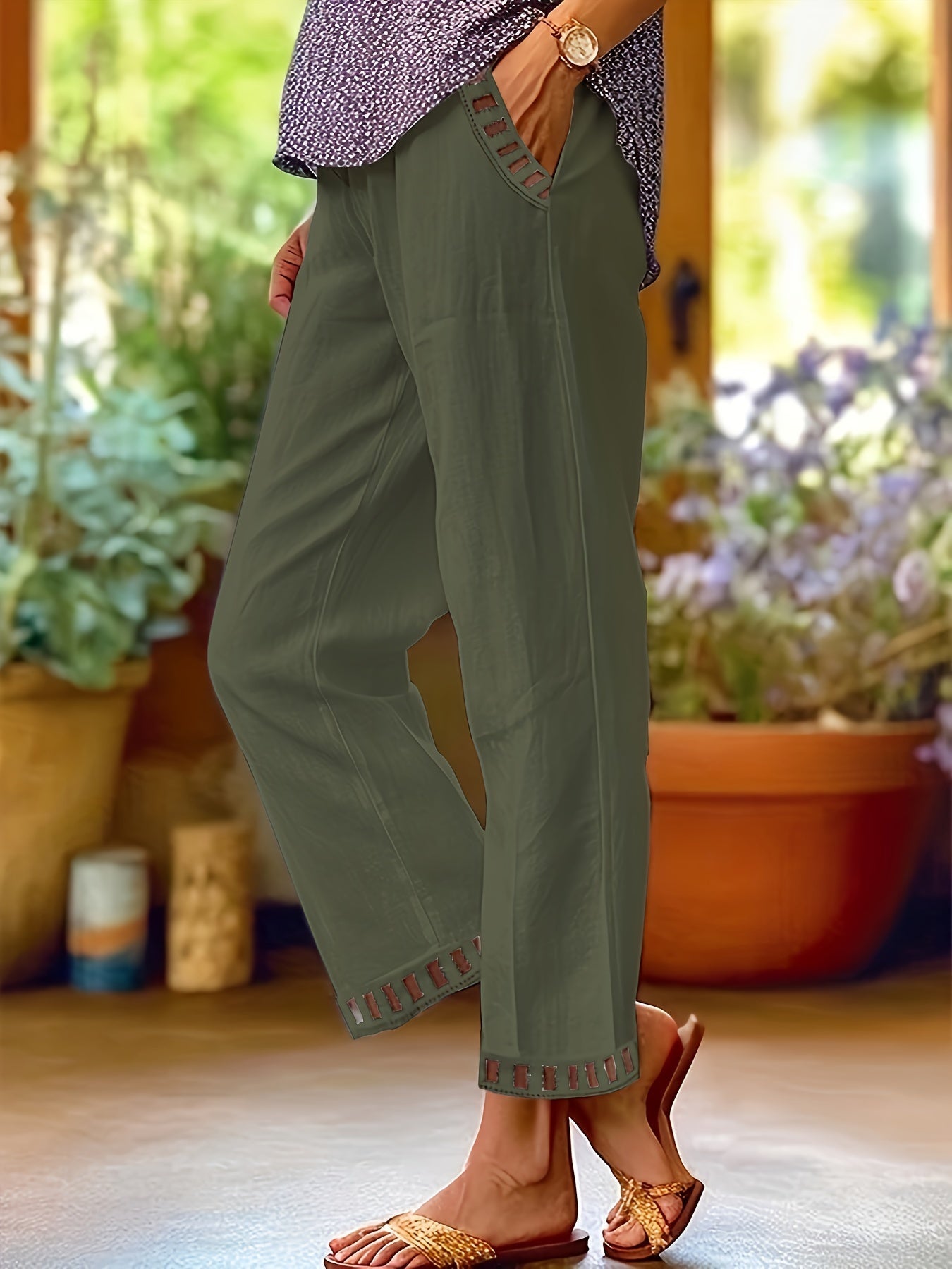 Wren – Pantalons Croppés Détente avec Bord Contrasté