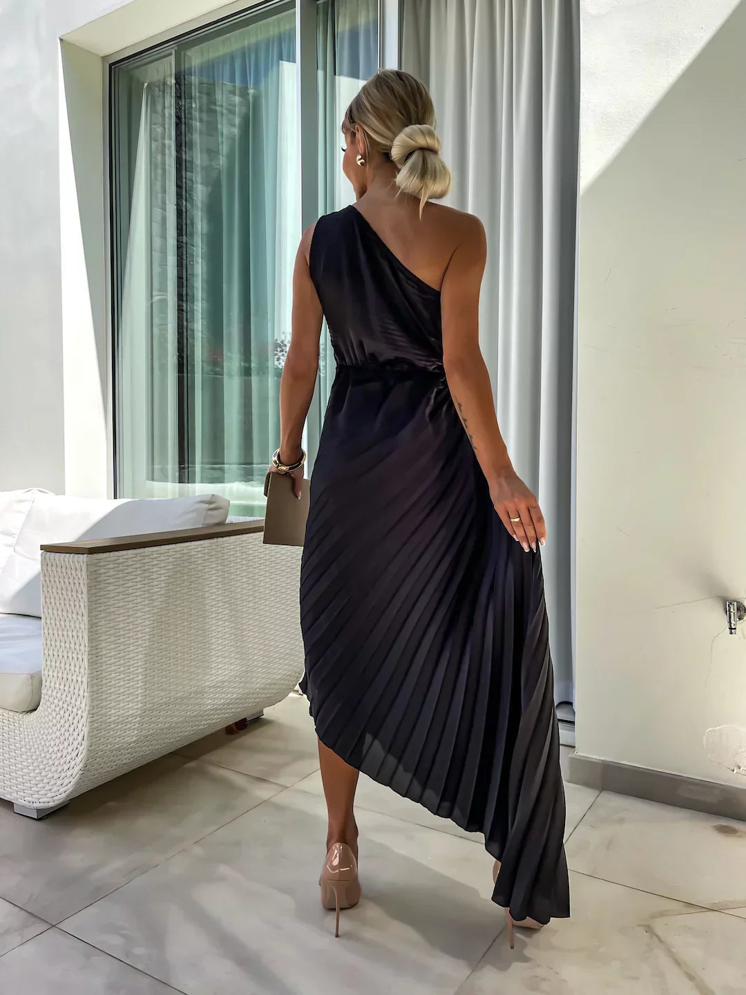 Eya™ | Elegant Floral One-Shoulder Maxi Dress