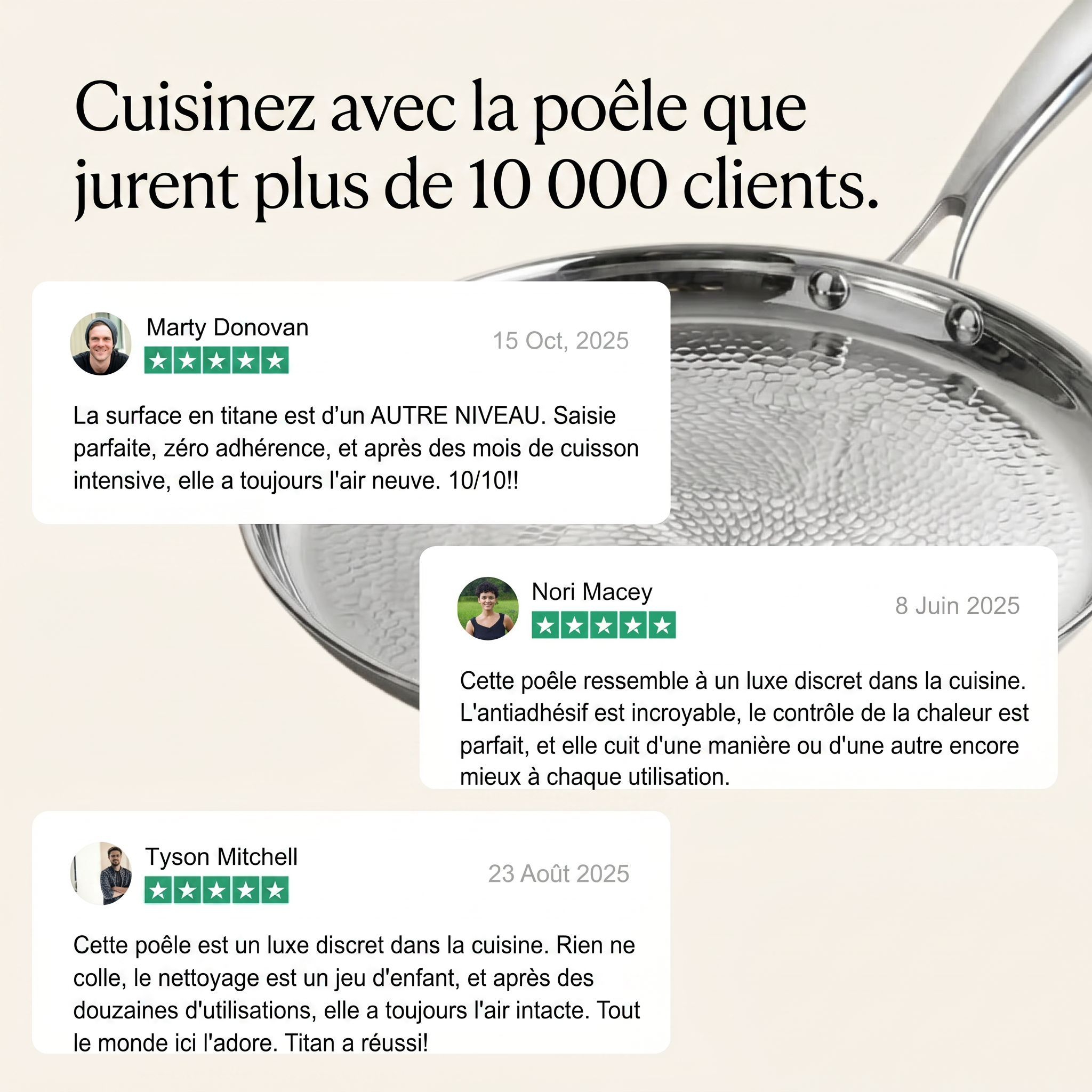 Poêle en titane martelé Smith + Couvercle