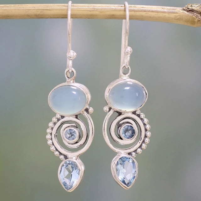 Boucles d'oreilles Dina en pierre de lune
