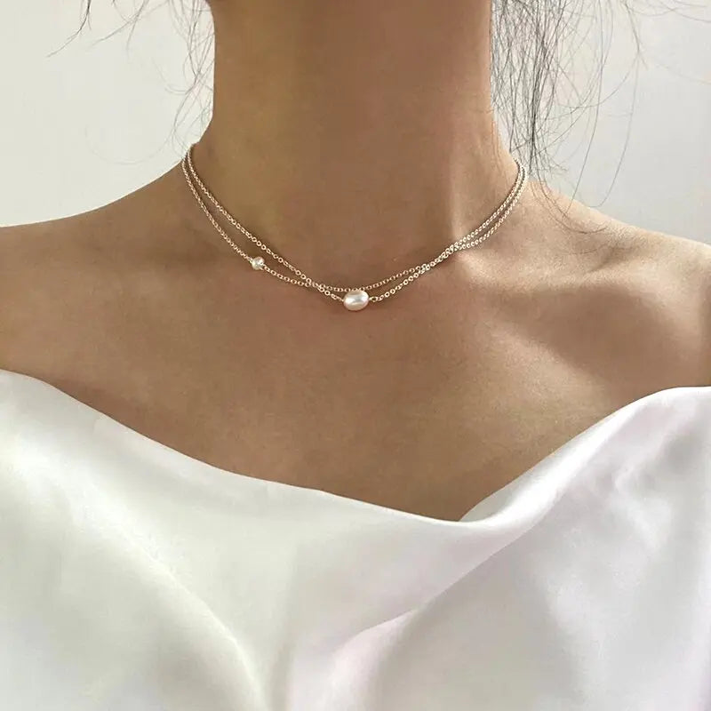 Collier Classique avec Perles d'Eau Douce