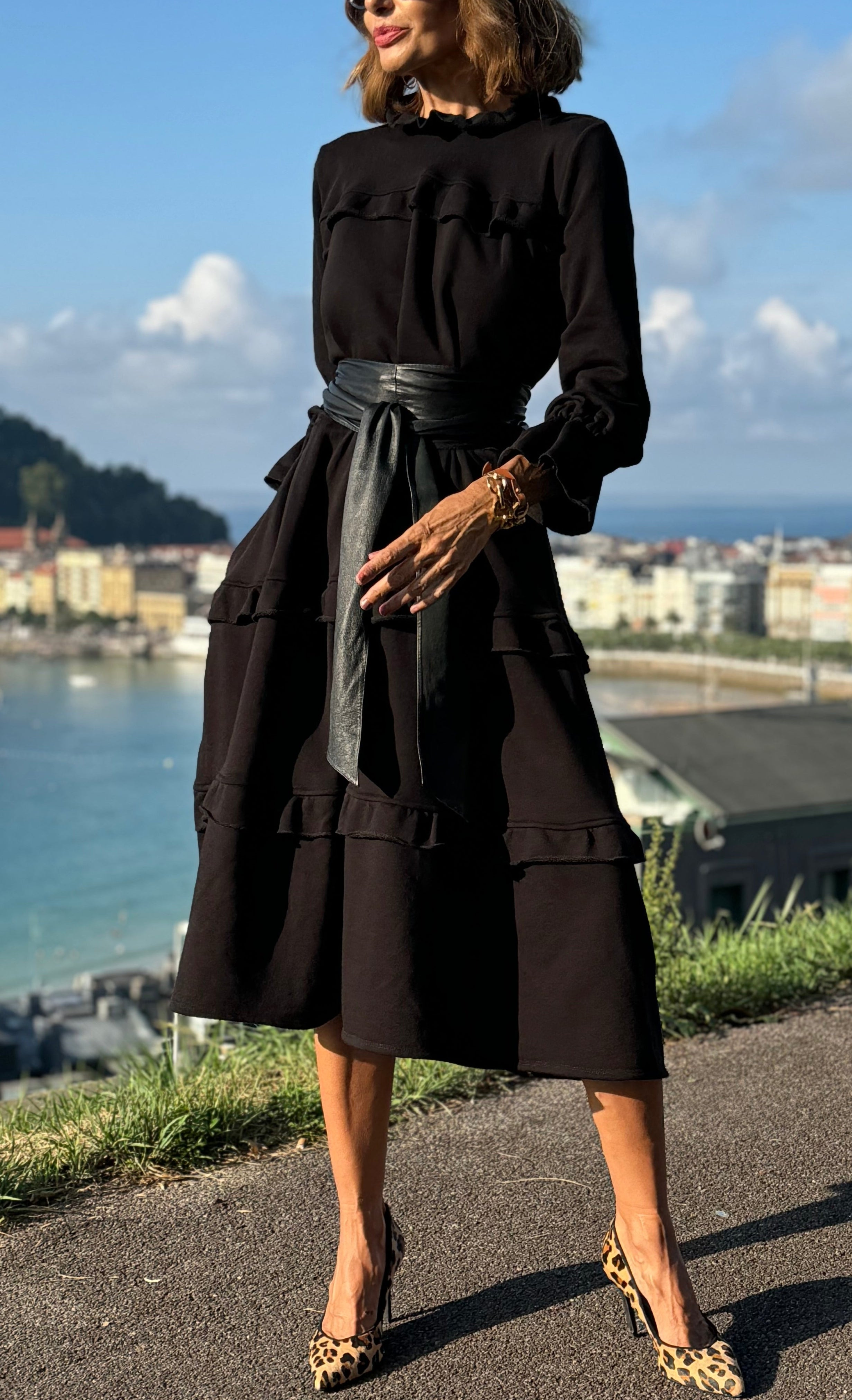 Jada Casual-Chic Ruffle Sweat Dress