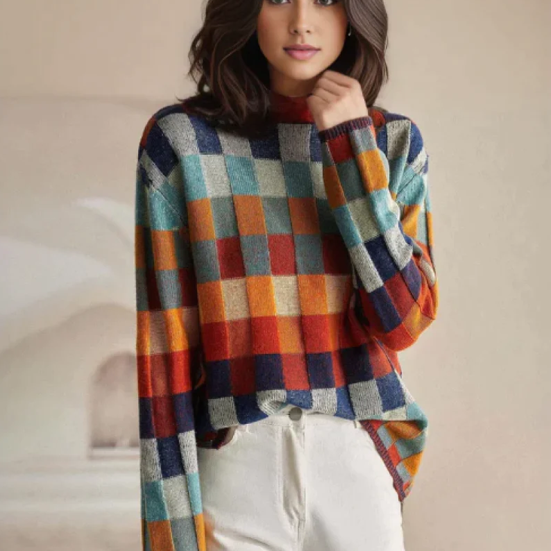 MIA™ - Pull à carreaux inspiré du rétro