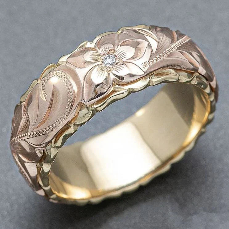 BAGUE EN OR AVEC FLEUR DE ROSE VINTAGE