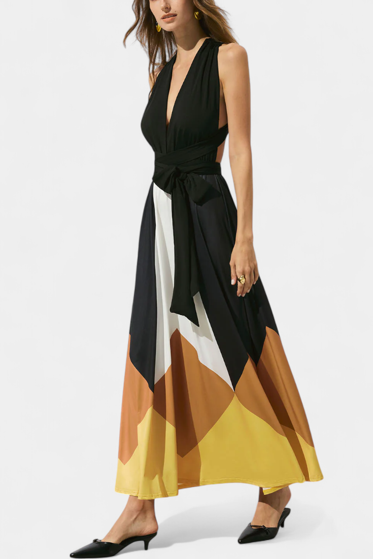 Robe Longue Polymorphe Nava avec Dos Ouvert et Silhouette Polyvalente