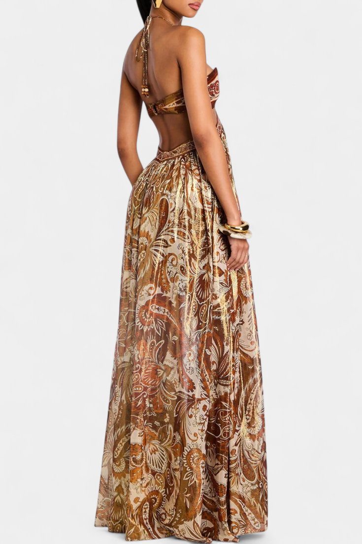 Robe Maxi Tasha à Dos Nu et Détails Découpés
