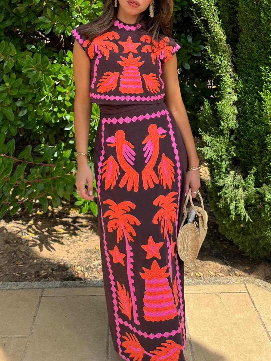 Katia - Top and Printed Skirt Set