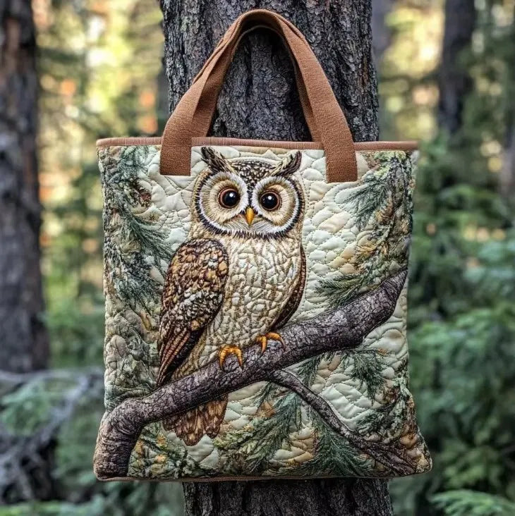 Sac Artisanal Matelassé - Chouette en Forêt