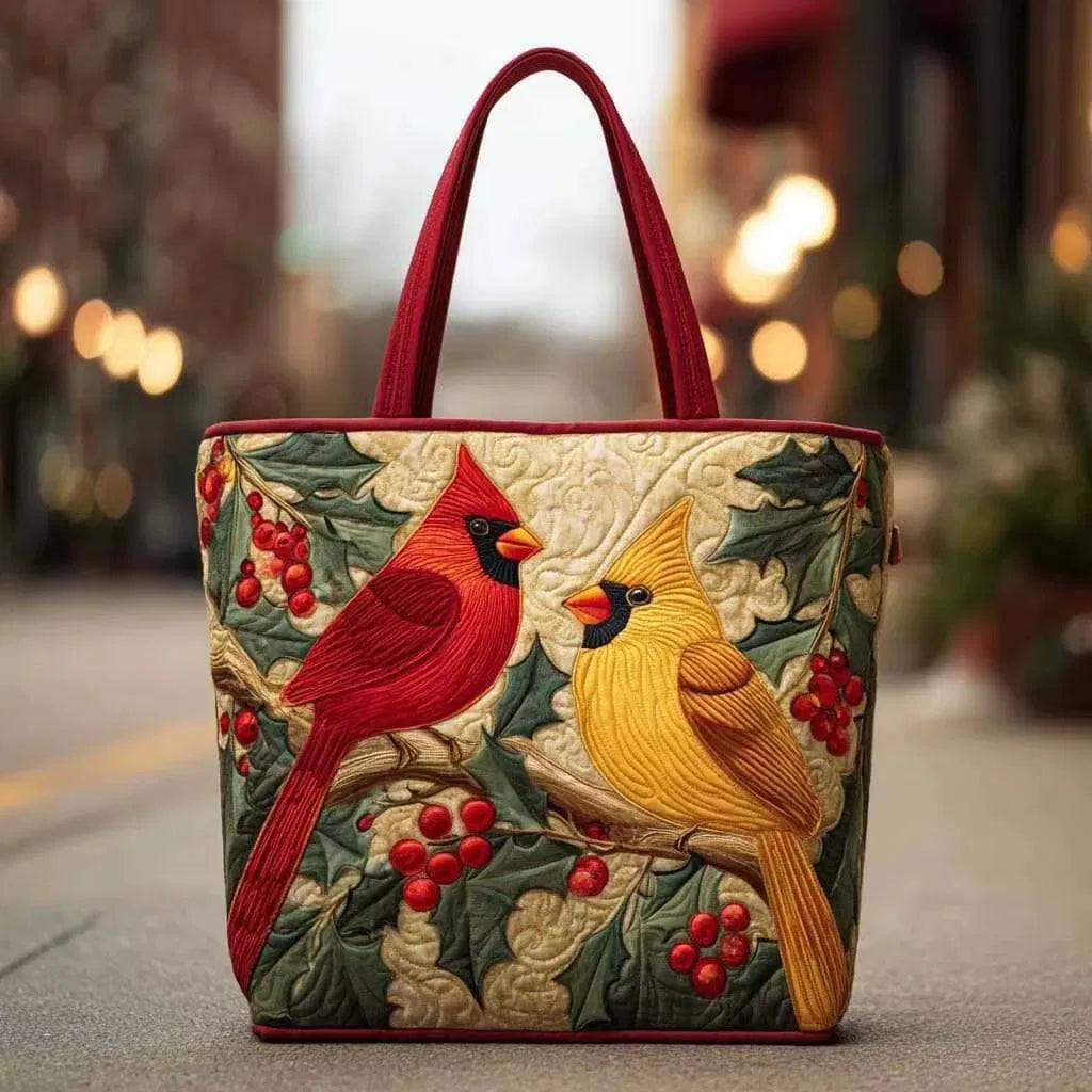 Sac Artisanal Matelassé - Cardinaux et Houx