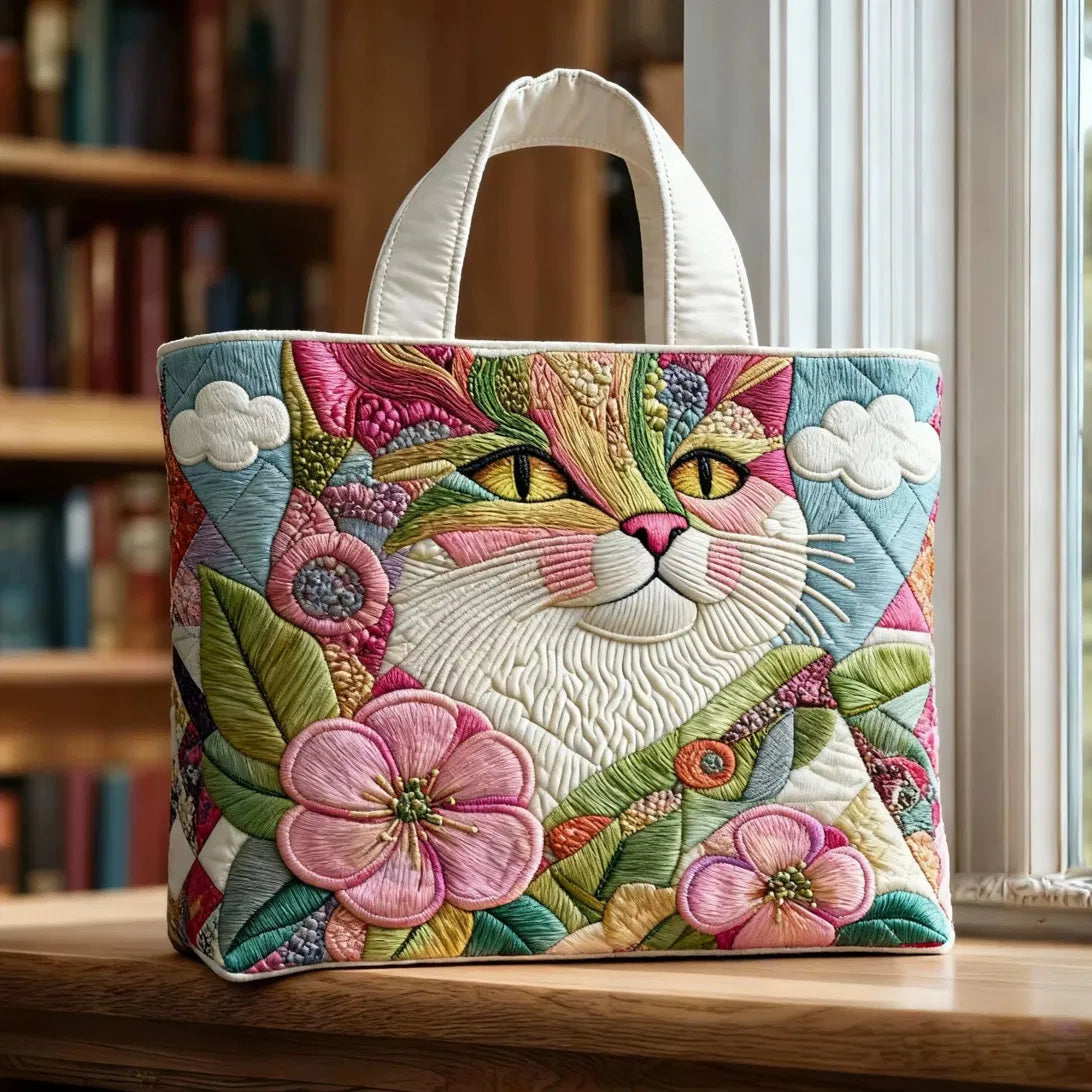 Sac Artisanal Matelassé - Chat Printanier Patchwork