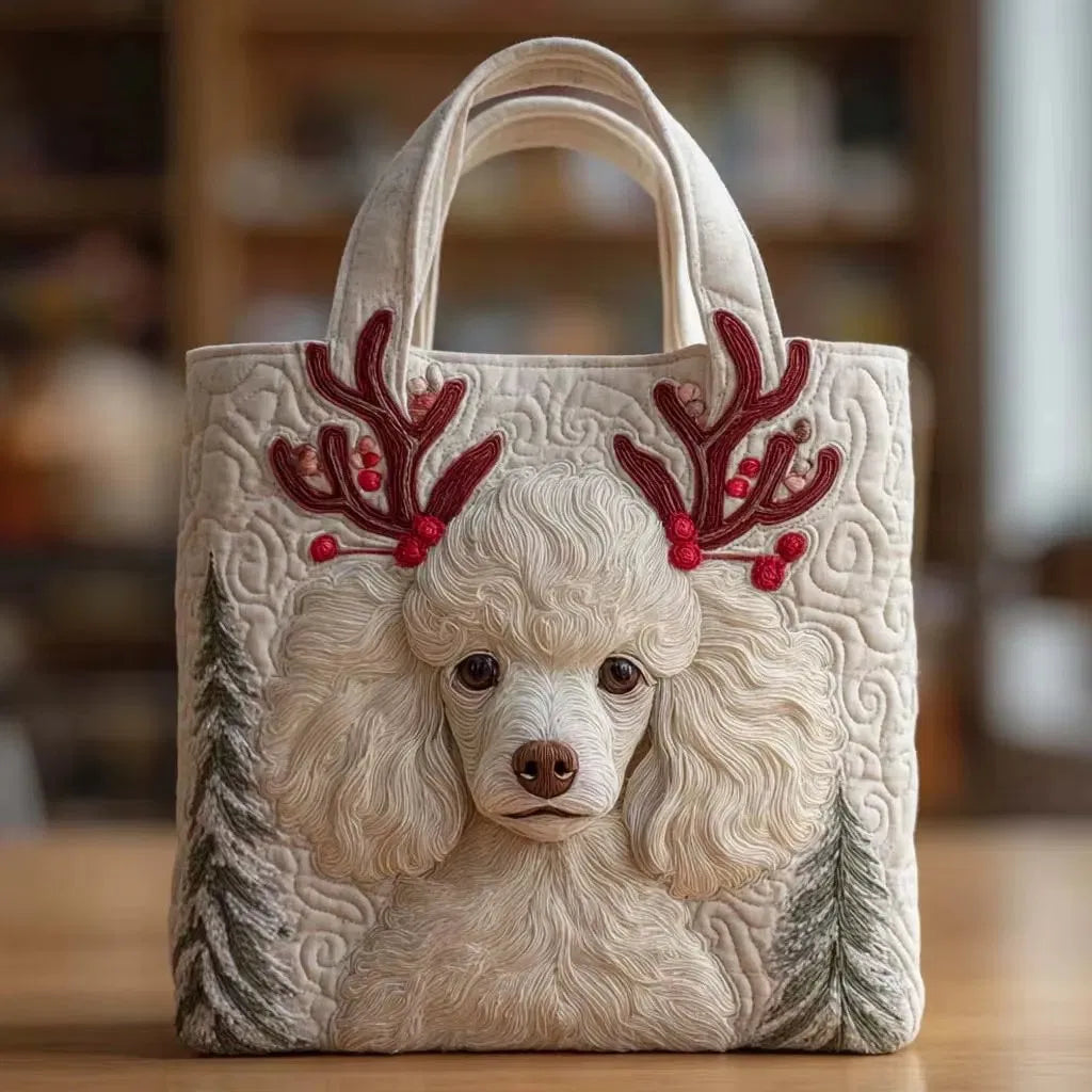 Sac Artisanal Matelassé - Caniche de Noël