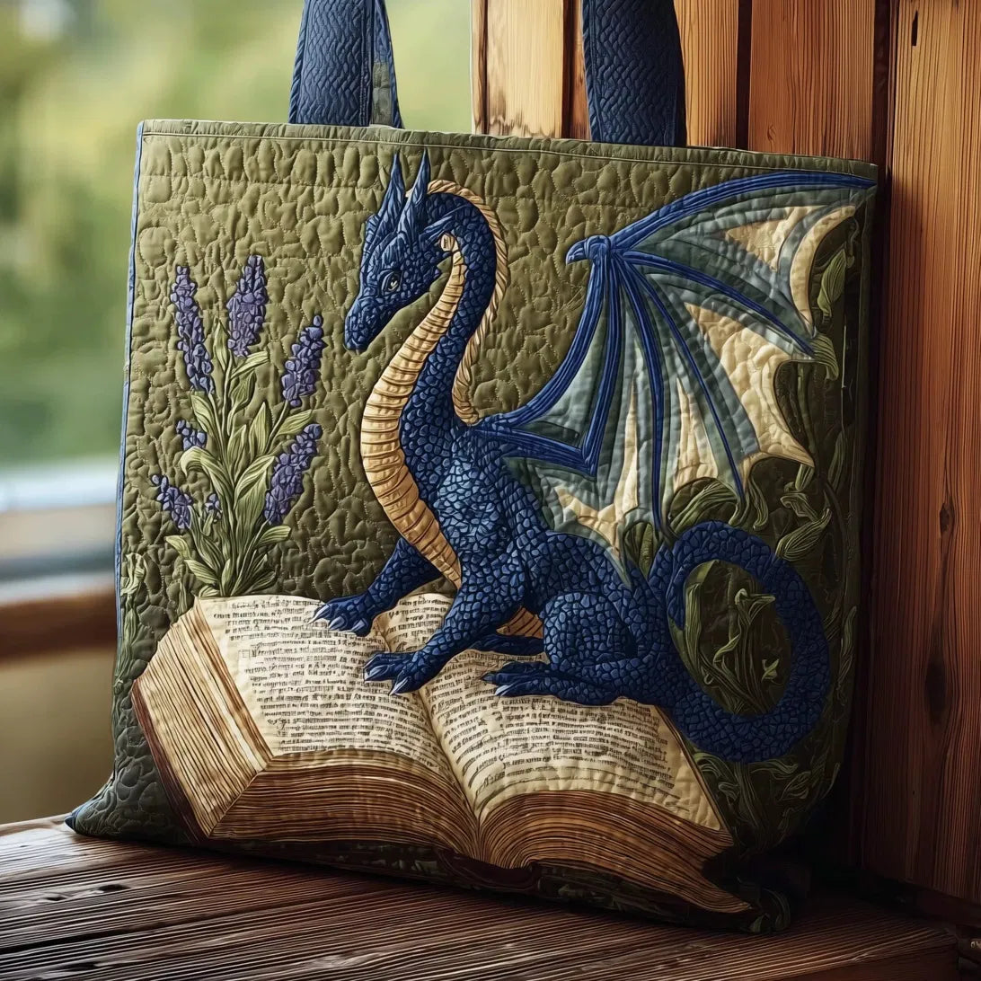 Sac Artisanal Matelassé - Dragon et Livre Ouvert