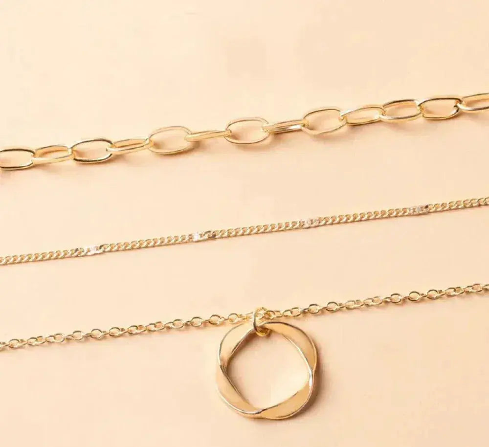 Vintage goldene mehrlagige Ketten- und Anhängernickel